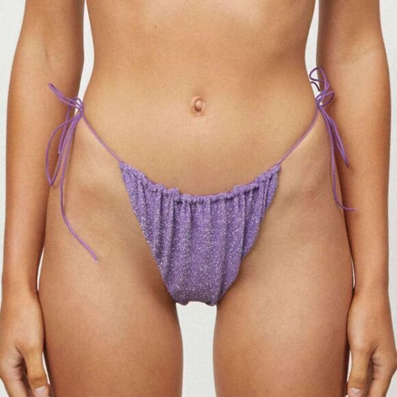 NEW  It’s Now Cool the gathered tie pant bikini bottom black lurex, size M - Picture 10 of 11
